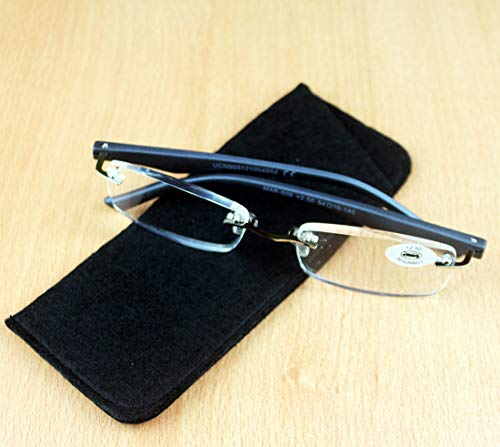 Gafas de Lectura Sin Montura Vista Cansada Presbicia,Gafas de Hombre y Mujer Unisex con Montura de Pasta, Bisagras Standard, Para Leer, Ver de Cerca (+3.0, Negro)