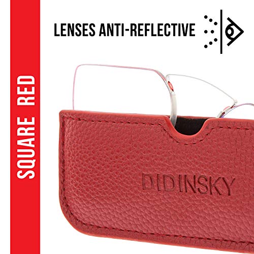 Gafas de Lectura sin Patillas Graduadas Anti-bluelight para Hombre y Mujer. Anti-reflejantes y Anti Luz Azul Flexibles Irrompibles de Bolsillo. Red +2.0 – HERMITAGE SQUARE