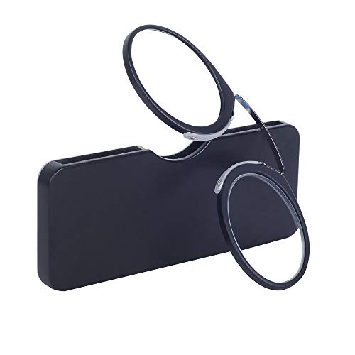 Gafas de Lectura Sin Patillas Negro +3.0(65-69 años) Hombre y Mujer Gafas de Bolsillo con Mini Estuche