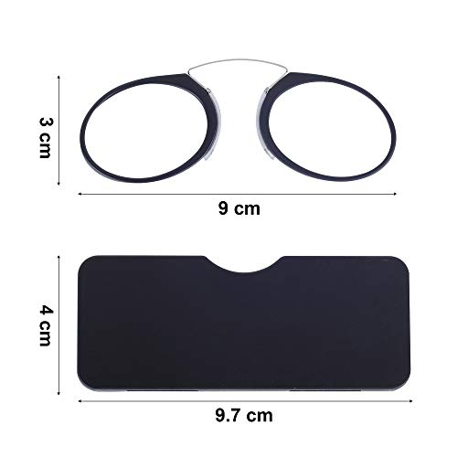 Gafas de Lectura Sin Patillas Negro +3.0(65-69 años) Hombre y Mujer Gafas de Bolsillo con Mini Estuche