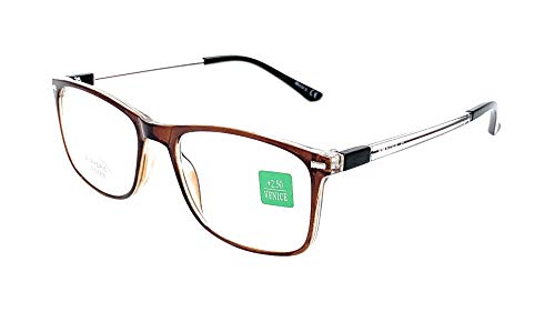 Gafas de presbicia Hombre y Mujer Diseño en Colores: Azul, Rojo, Marrón y Negro. VENICE Coacher - Dioptrías: 1 a 3,5 (Marrón, 2,50)