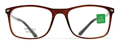 Gafas de presbicia Hombre y Mujer Diseño en Colores: Azul, Rojo, Marrón y Negro. VENICE Coacher - Dioptrías: 1 a 3,5 (Marrón, 2,50)