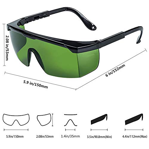 Gafas de Protección Gafas Protectoras para Depilación HPL/IPL Gafas para Dispositivo de Depilación HPL/IPL Sistema de Depilación Permanente Gafas para Cuerpo Cara y Zona Bikini(Verde oscuro)