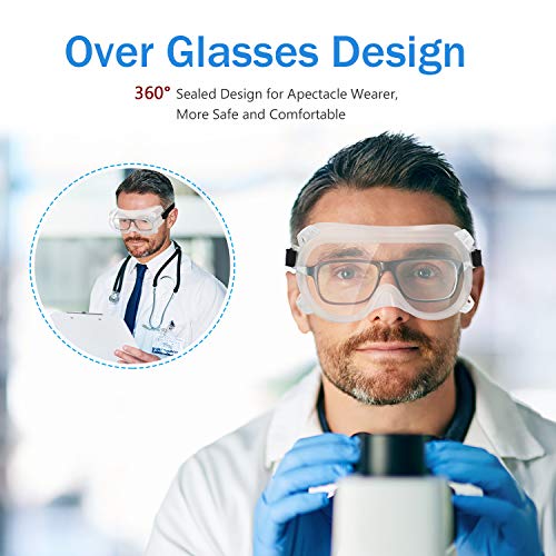 Gafas de seguridad, totalmente cerradas con protección UV para mantener tu seguridad en cualquier entorno, con cuatro rejillas de ventilación (viene con paño para gafas)