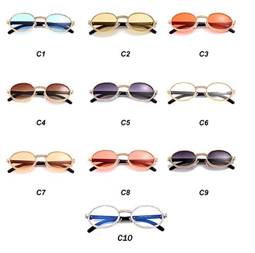 Gafas De Sol Gafas De Sol Redondas De Diamantes Vintage para Hombres, Mujeres, Gafas De Madera Ovales De Cristal, Gafas De Moda Uv400 8Pink