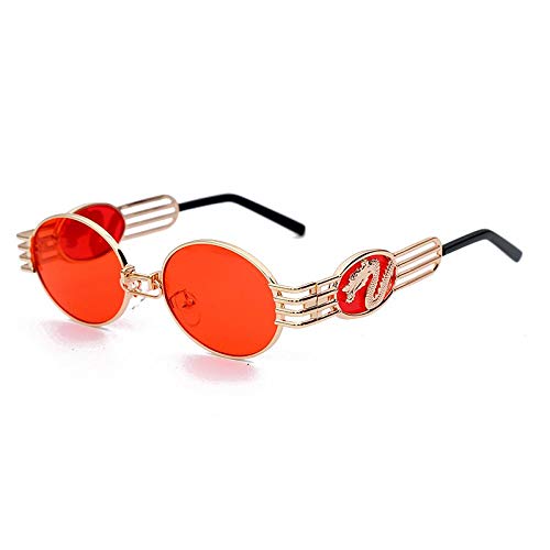 Gafas De Sol Gafas De Sol Steampunk Vintage Hombres Mujeres Gafas Redondas De Metal Diseño De Moda Uv400 5Red