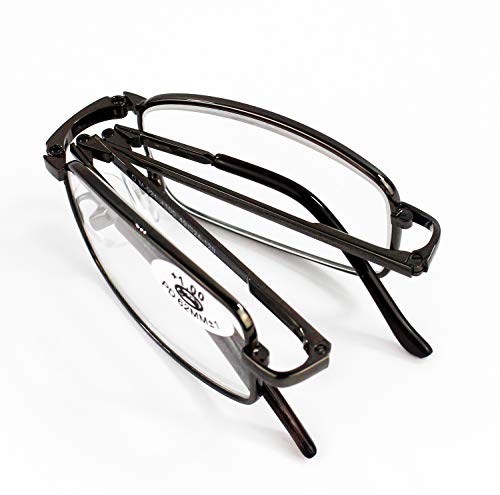 Gafas Plegables de Lectura Vista Cansada Presbicia, Graduadas Dioptrías +1.00 hasta +4.00, Gafas de Hombre y Mujer Unisex con Montura Fina, Bisagras Standard, Para Leer, Ver de Cerca (2.5 x, Gris)