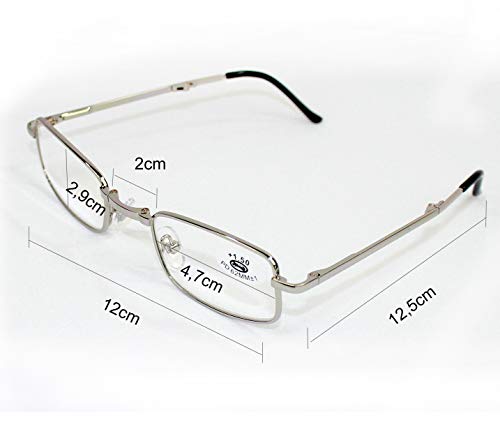 Gafas Plegables de Lectura Vista Cansada Presbicia, Graduadas Dioptrías +1.00 hasta +4.00, Gafas de Hombre y Mujer Unisex con Montura Fina, Bisagras Standard, Para Leer, Ver de Cerca (2.5 x, Gris)