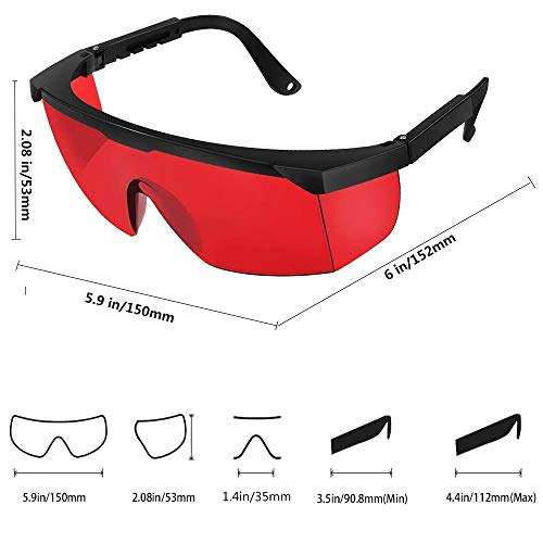 Gafas Protectoras Gafas de Protección para Depilación HPL/IPL Gafas para Dispositivo de Depilación HPL/IPL Sistema de Depilación Permanente Gafas para Cuerpo Cara y Zona Bikini (rojo)