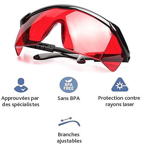 Gafas Protectoras Gafas de Protección para Depilación HPL/IPL Gafas para Dispositivo de Depilación HPL/IPL Sistema de Depilación Permanente Gafas para Cuerpo Cara y Zona Bikini (rojo)