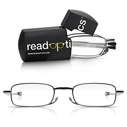 Gafas-Read Optics-de Lectura Vista Plegables de Hombre/Mujer Graduadas con Lentes Transparentes +2,00 Dioptrías (o desde +1,00 hasta +3,50). Funda Rígida, Patillas Telescópicas y Montura de Metal