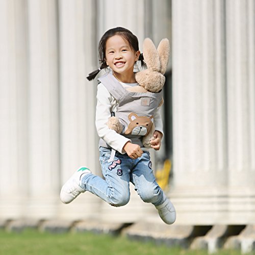 GAGAKU Muñeca Transporte Doll Carrier Delantera y Trasera de Bebé de Algodón para Niños de Hasta 18 Meses - Marrón Oso