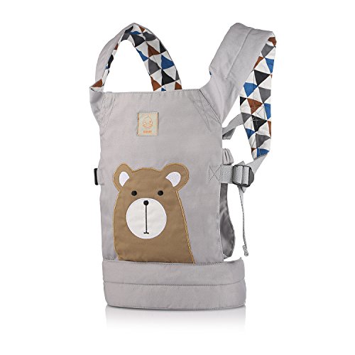GAGAKU Muñeca Transporte Doll Carrier Delantera y Trasera de Bebé de Algodón para Niños de Hasta 18 Meses - Marrón Oso