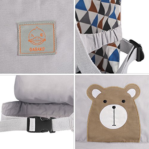 GAGAKU Muñeca Transporte Doll Carrier Delantera y Trasera de Bebé de Algodón para Niños de Hasta 18 Meses - Marrón Oso