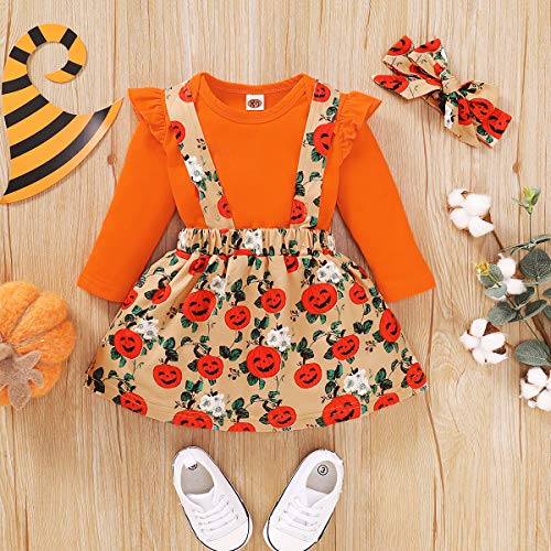 Gajaous - Conjunto de trajes de Halloween para bebés recién nacidos y niñas de mi 1ª Halloween calabaza, conjunto de faldas, vestido de calabaza, ropa de Halloween