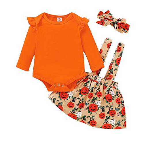 Gajaous - Conjunto de trajes de Halloween para bebés recién nacidos y niñas de mi 1ª Halloween calabaza, conjunto de faldas, vestido de calabaza, ropa de Halloween
