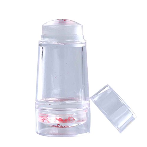 Gankmachine Sello Stamper Doble Clavo Cabeza silicón de la Jalea con rascador de uñas Transparente Verde Herramienta de Estampado manicura del Arte