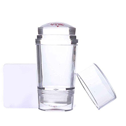 Gankmachine Sello Stamper Doble Clavo Cabeza silicón de la Jalea con rascador de uñas Transparente Verde Herramienta de Estampado manicura del Arte