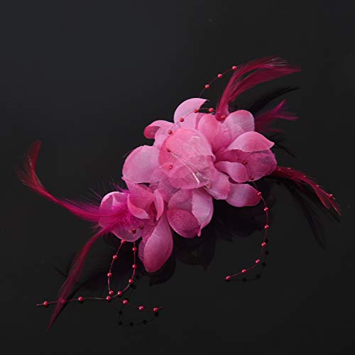 Gaoominy Pin Broche Pluma Tela Forma de Flores Fucsia para Mujer Chica Regalo