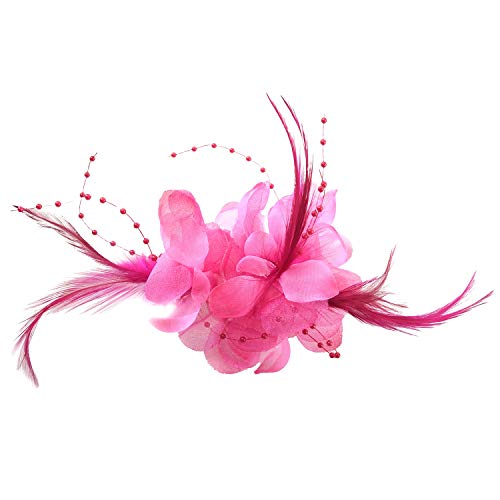 Gaoominy Pin Broche Pluma Tela Forma de Flores Fucsia para Mujer Chica Regalo