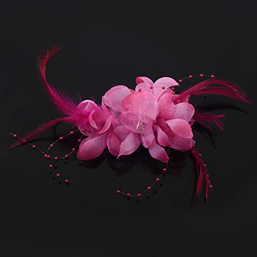 Gaoominy Pin Broche Pluma Tela Forma de Flores Fucsia para Mujer Chica Regalo