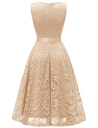 Gardenwed Elegante Una línea Sin Mangas Floral Encaje Corto Vestido De Fiesta Mujeres Cóctel Dama de Honor Fiesta Champán XL