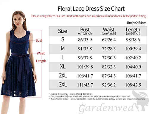 Gardenwed Elegante Una línea Sin Mangas Floral Encaje Corto Vestido De Fiesta Mujeres Cóctel Dama de Honor Fiesta Champán XL