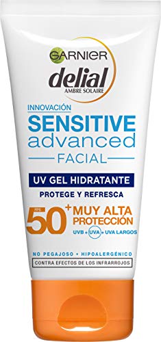 Garnier Delial Sensitive Advanced - Protector Solar Facial UV Gel Hidratante IP50+ - 50 ml