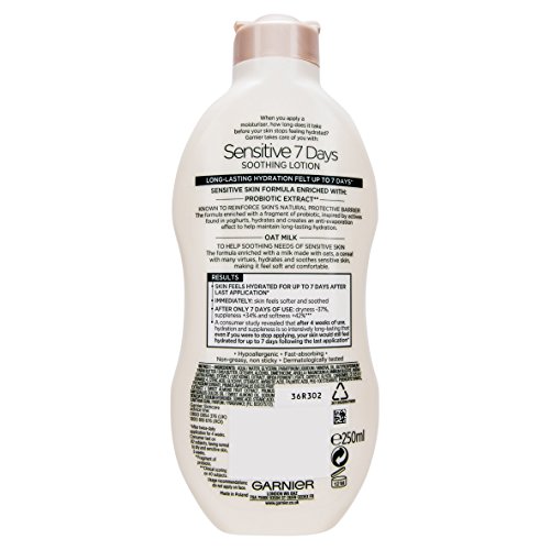 Garnier Garnier Sensitive 7 Days - Loción corporal de leche de ave, 250 ml x