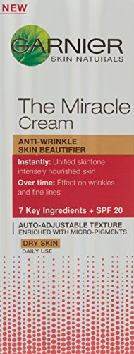 Garnier Skinactive Face Skin Naturals Miracle Skin Cream Anti-Veroudering & Anti-Vermoeidheid Dagverzorging crema de día 50 ml - Cremas de día (Mujeres, Anti-edad, LHA Proretinol, Vitamin C, Vitamin B3, Vitamin B5, Peptides solidifying, Ginger antioxidant