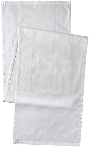 Garnier Thiebaut – Mille Charmes ecrue de Blanc Ropa de Mesa Damasco a Escala (Camino de Mesa 55 x 175)