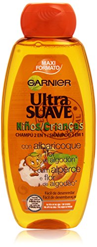Garnier Ultra Suave Niños - Champú 2 en 1 - Extractos de albaricoque y flor de algodón - 400 ml