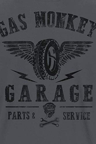 Gas Monkey Garage GMG Tyres Parts Service Camiseta, Gris (Charcoal), M para Hombre