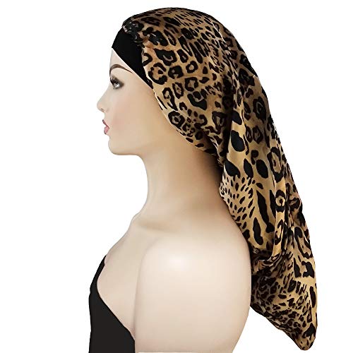 GATTORO Paquete de 2 Gorro de noche de satén extra grande Gorro de dormir suave Cubierta de la cabeza Turbantes de noche Sombrero para la pérdida del cabello para mujeres