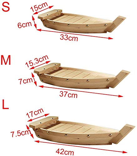 GCDN - Bandeja para Sushi (Madera), diseño japonés Plato para Sushi, Cocina, Utensilios, japonés, cuisín, Sushi, Barco, Sashimi, Plato, Cuenco, Madera, como se Muestra en la Imagen, 42x17x7.5cm