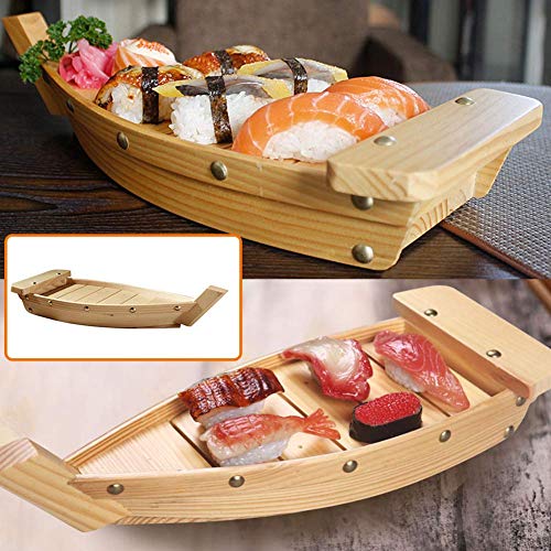 GCDN - Bandeja para Sushi (Madera), diseño japonés Plato para Sushi, Cocina, Utensilios, japonés, cuisín, Sushi, Barco, Sashimi, Plato, Cuenco, Madera, como se Muestra en la Imagen, 42x17x7.5cm