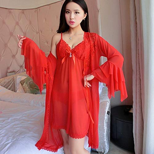 Gdofkh Encaje lencería Sexy Mujer Tallas Grandes Vestido Transparente Europeo y Americano camisón de Malla para Mujer