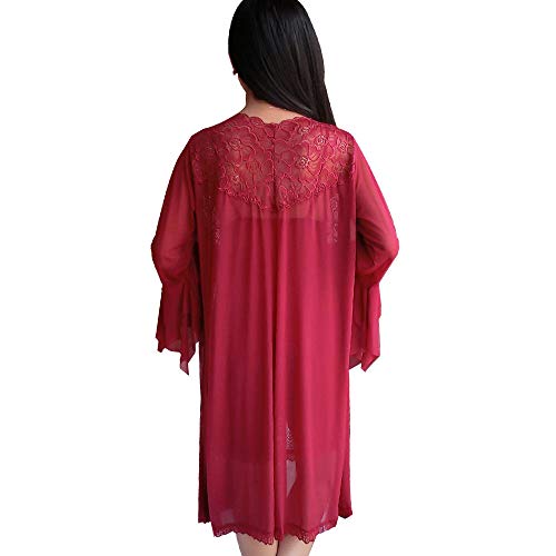 Gdofkh Encaje lencería Sexy Mujer Tallas Grandes Vestido Transparente Europeo y Americano camisón de Malla para Mujer