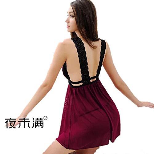 Gdofkh Lencería Sexy de Europa y América con Cintura de Encaje Negro Honda lencería Sexy más Pijamas Sexy de tamaño