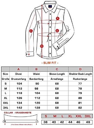 Gdtime Hombre Camisa Manga Larga Slim Fit,Resistente a Las Arrugas,S-3XL (Azul, L)