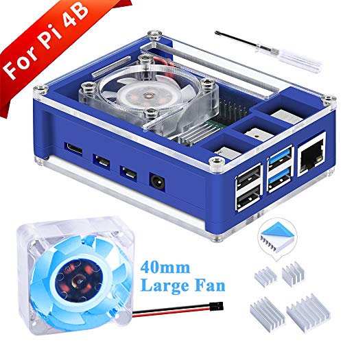 GeeekPi Raspberry Pi 4 Caja con Ventilador, Raspberry Pi 5V 3A EU Cargador con Conector ON/Off y Raspberry Pi Disipador para Raspberry Pi 4 Modelo B