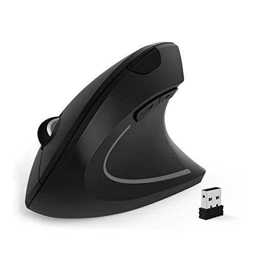 GeekerChip Ratón Vertical Inalámbrico 2.4G,Ratón Inalámbrico con Mango Vertical y Diseño Ergonómico,800-1200-1600 dpi Ajustable para Computadoras/PC/Portátil/MacBook(Negra)