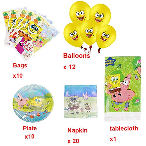 Geenber 84Pcs Spongebob Theme Party Supplies Set Spongebob Birthday Decoration Supply Pack para Spongebob Theme Kids Party Celebration