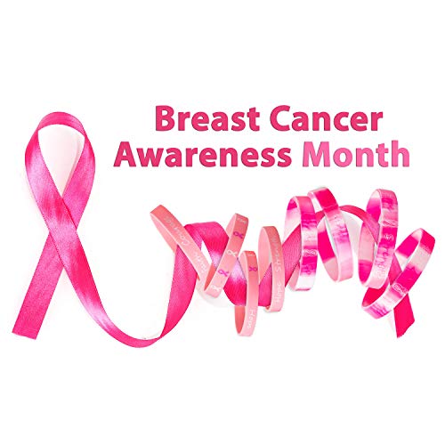 Gejoy Pulseras de Cinta Rosa de 48 Piezas de Silicona para concientizar sobre el cáncer de Mama, Pulsera de Silicona con el Valor de la Fuerza de la Esperanza Hope