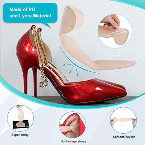 Gel Almohadillas de Talón, Empuñaduras de talón, forro autoadhesivo para el talón, inserto antideslizante para evitar ampollas, deslizamiento del talón para Protectores de Talón Zapatos de Tacón Alto