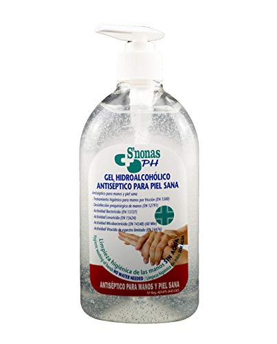 Gel Hidroalcoholico Antiséptico para Piel Sana, Gel Desinfección Higienizante 500ml con Dosificador a 75º Alcohol/Ethanol Antibacterial Desinfectante (3 x 500ml)