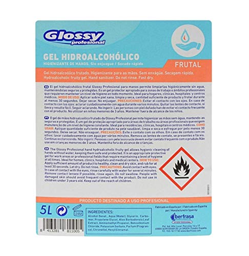 GEL HIDROALCOHOLICO DE MANOS SECADO INSTANTÁNEO. Aroma Frutal 5 Litros