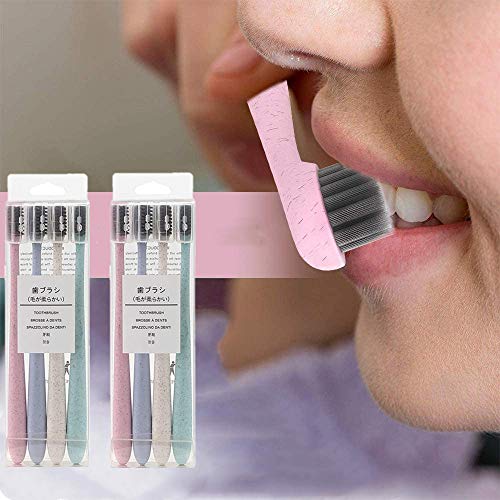 Generies - 12 cepillos de dientes manuales ultrasuaves con mango de paja de trigo, respetuoso con el medio ambiente