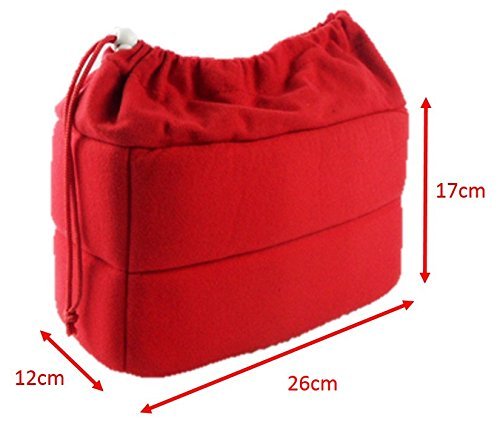 GenialES Organizador Acolchado Protector Antichoques para Cámaras SLR DSLR Bridge CSC con 4 Separadores Desmontables para Bolso Morral Rojo 26*17*12cm