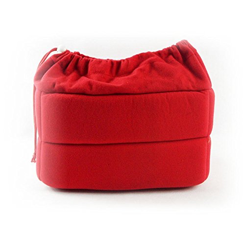 GenialES Organizador Acolchado Protector Antichoques para Cámaras SLR DSLR Bridge CSC con 4 Separadores Desmontables para Bolso Morral Rojo 26*17*12cm